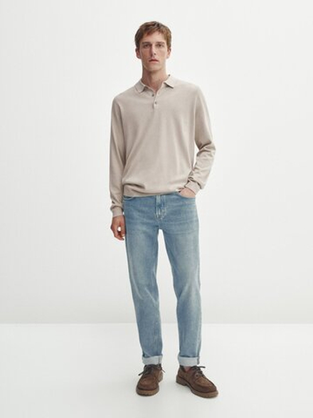 Massimo Dutti Свитер с воротником поло, цвет ржавчины