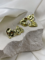 Пуговицы золотистые (лимонное золото) в форме сердца эффект мятым металл