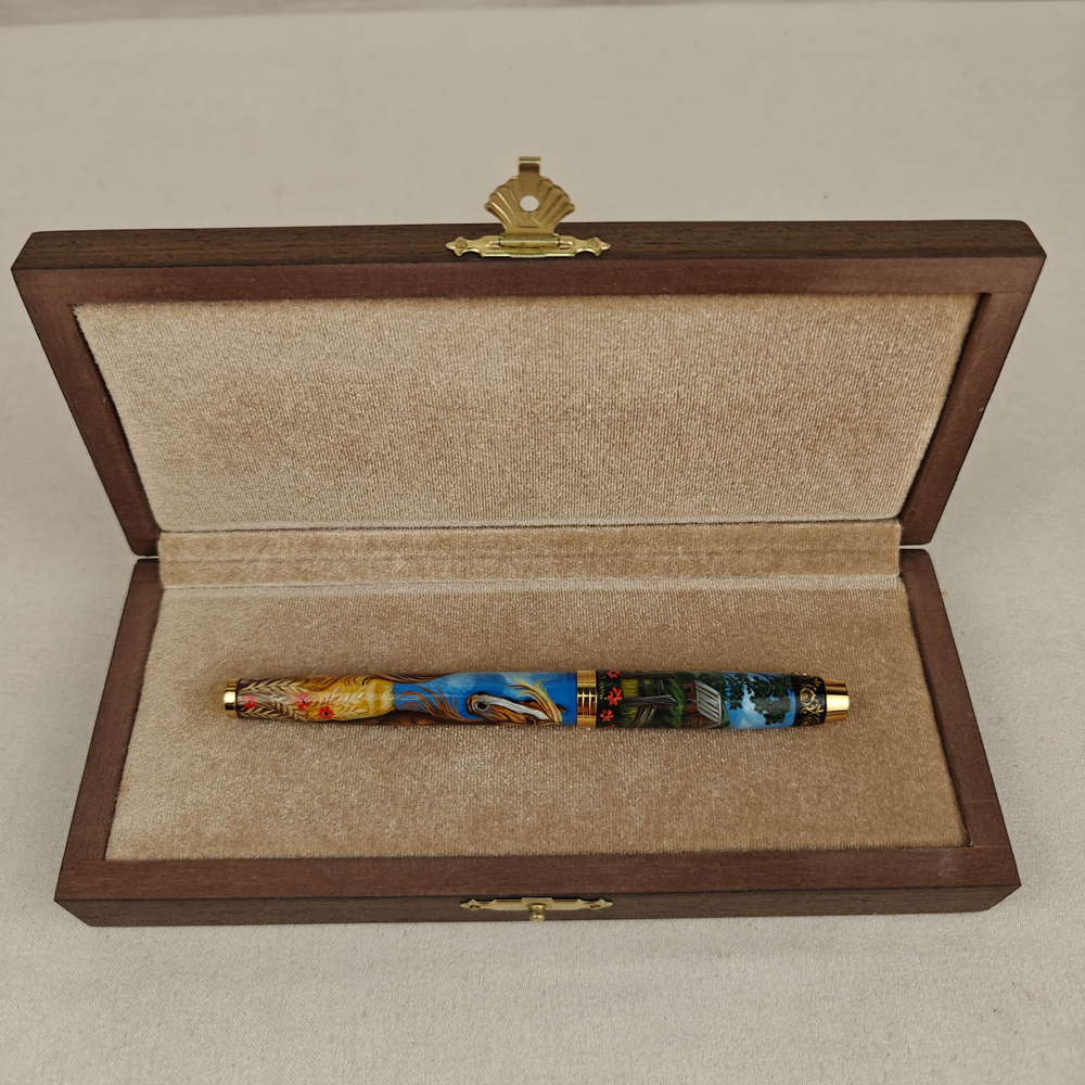 Ручка с колпачком расписная Parker "Рыжий Конь" в футляре