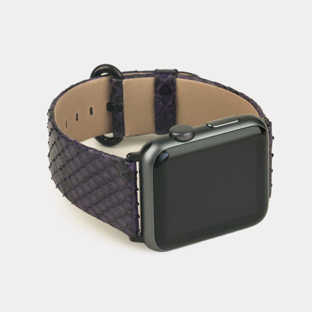 Ремешок для Apple Watch 44/45/46 mm из кожи питона, фиолетового цвета