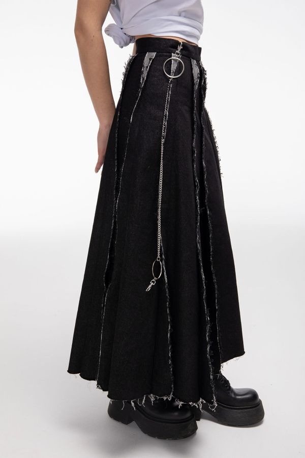 Юбка Макси из джинсы черная - фото 5