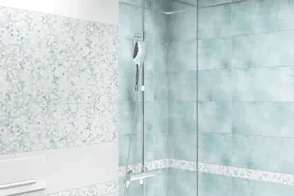 Бордюр Alma Ceramica BWA60ALS006 Alaris 6x60 белый / голубой глянцевый под мозаику