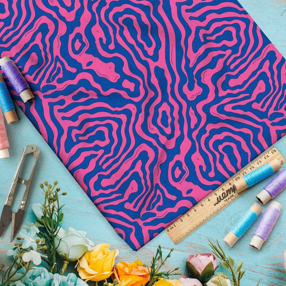 Ткань премиум габардин красочный лабиринт