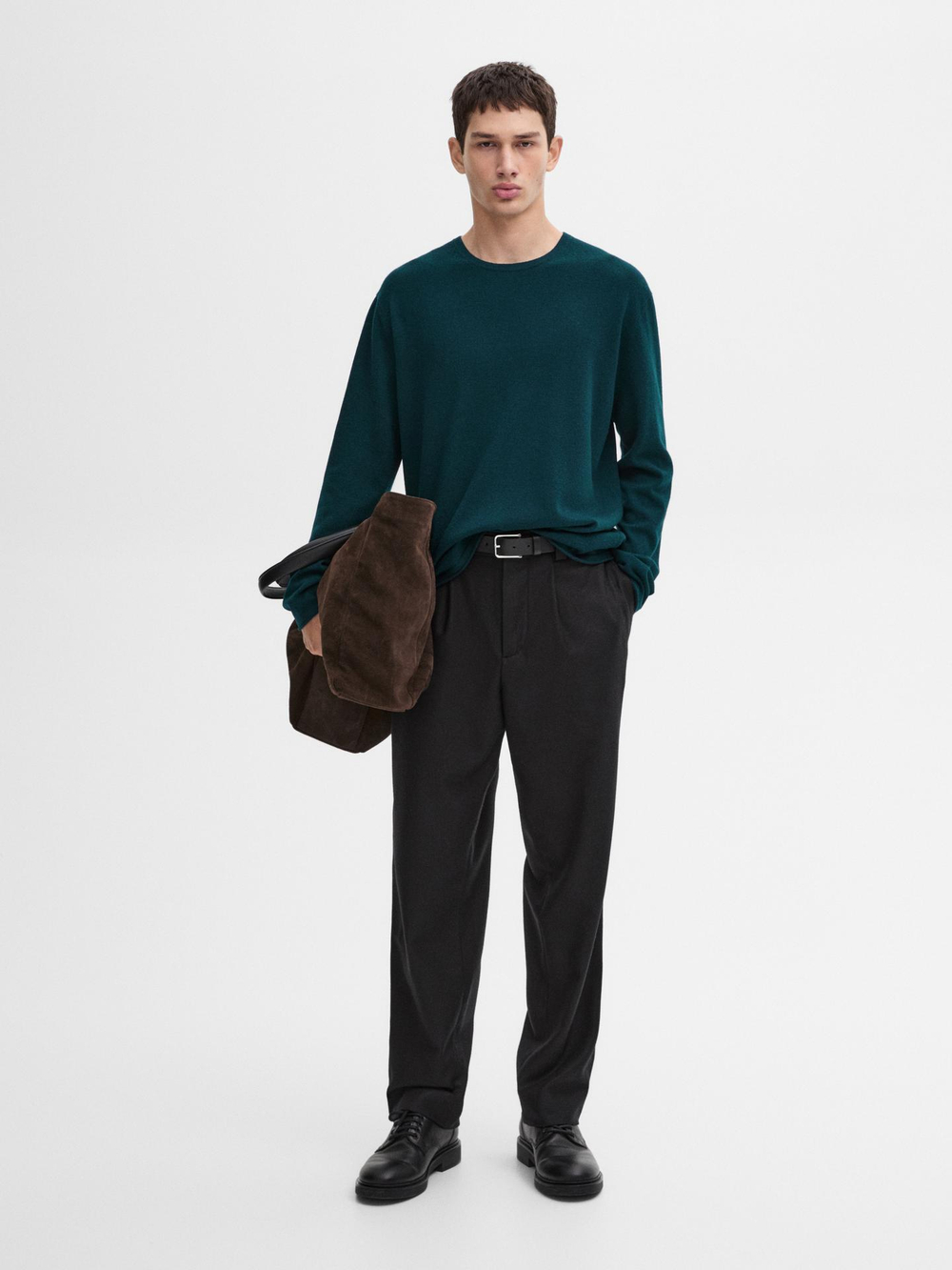 Massimo Dutti СВИТЕР ИЗ СМЕСОВОЙ ШЕРСТИ, ТРАВЯНИСТО-ЗЕЛЕНЫЙ