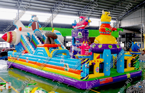 Коммерческий батут "Космические зверята" 14*7*6 м