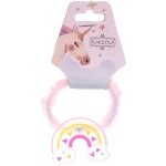 Резинки для волос детская 1шт «РОЗОВЫЕ ОБЛАКА», радуга, цвет как на фото, d-6,5см (подвес Единорожек)●