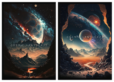 Тетрадь А4 48л. клетка "Cosmic Landscape" скрепка, выб.Уф лак (ПОЛИНОМ)