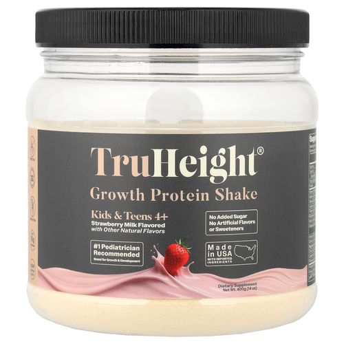 TruHeight, протеиновый коктейль для роста, для детей от 4 лет, клубничное молоко, 400 г (14 унций)