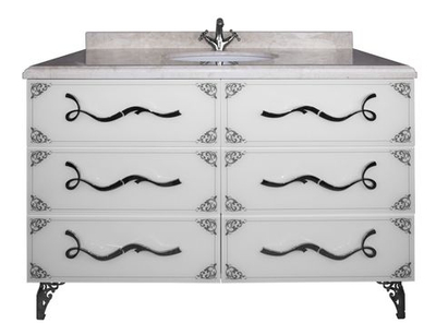 Тумба LAURA 120 С узором Белый глянец Серебро со стеклом