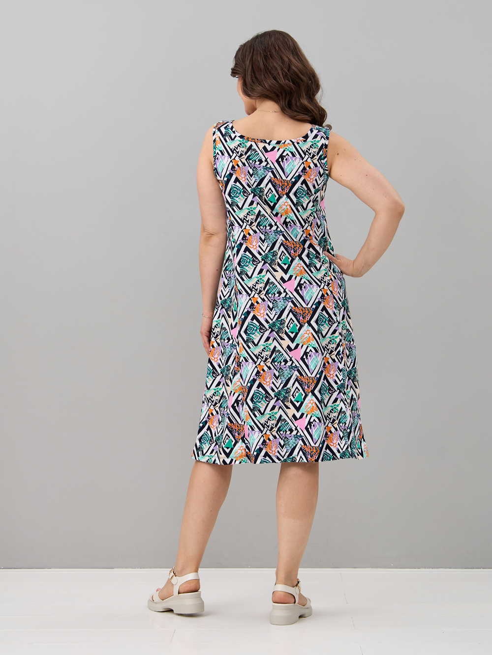 Платье П-012/треугольники-сиреневые