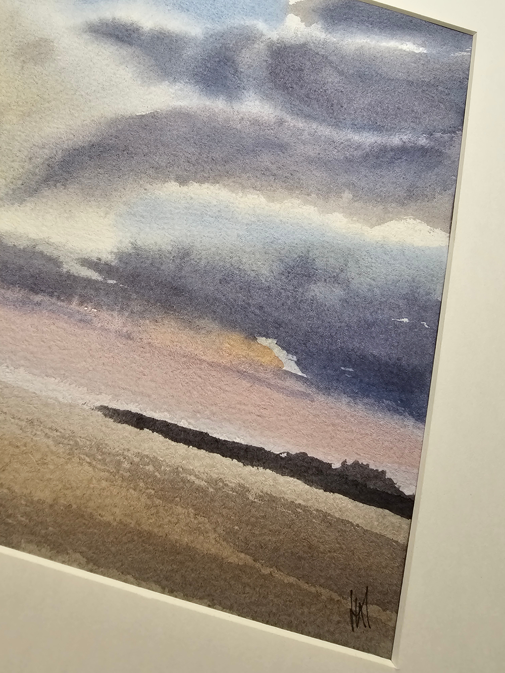 Картина авторская акварельная в паспарту 30х40 см на стену для интерьера "Пейзаж"