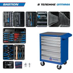 KING TONY (934-100AMB) Набор инструментов в синей тележке, 204 предмета