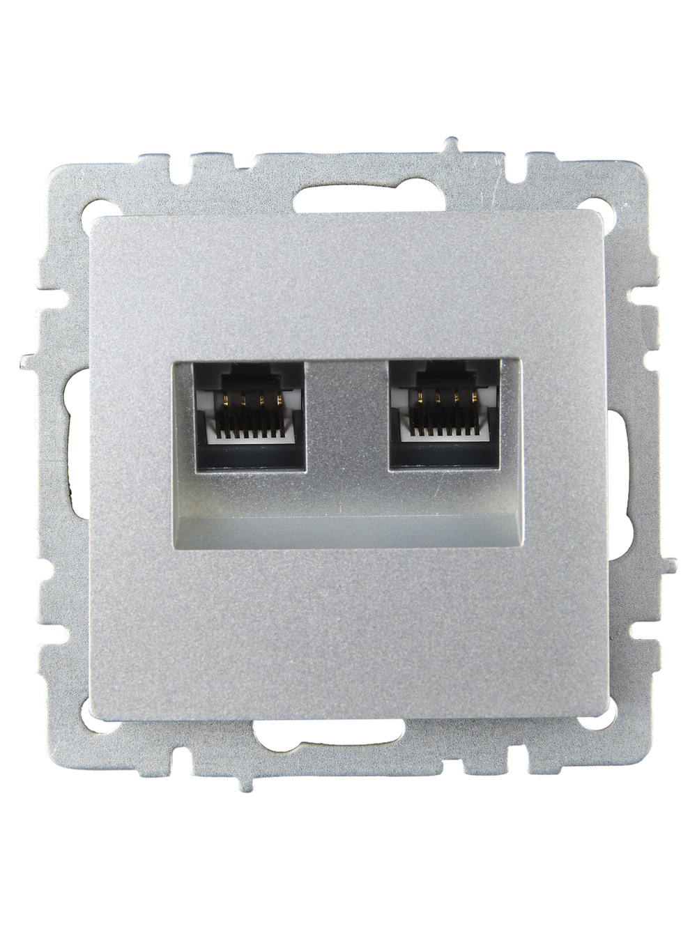 BRITE Розетка компьютерная двойная RJ45 кат.5E РК10-2-БрА алюминий IEK