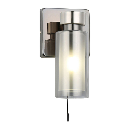 Настенный светильник 1х15Вт Е14, металл/стекло, хром/дымчатый плафон/матовый плафон