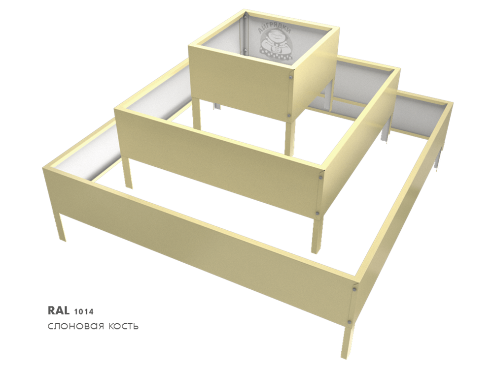Клумба квадратная оцинкованная Пирамида 3 яруса RAL 1014 Слоновая кость