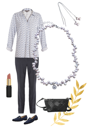 Чокер из серого жемчуга