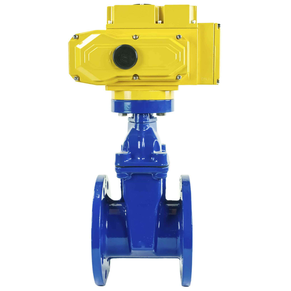 Wedge gate valve 30c939r blue Elephant-GGG50-EPDM-F4-BLUE PSI232 class 150 T≤230-248°F flange connection, with rubber lined wedge EPDM, electric actuator Elephant MT-380, 380V