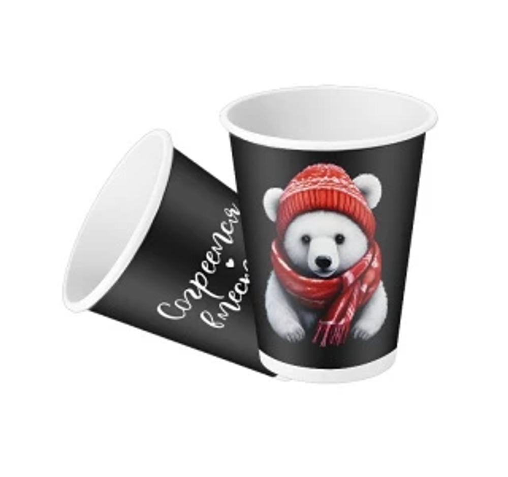 Стакан 450 мл СОГРЕЕМСЯ ВМЕСТЕ МИШКА двуслойный (25/500)