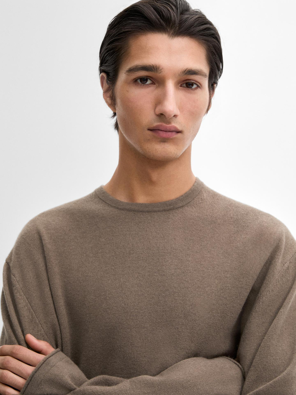 Massimo Dutti СВИТЕР ИЗ СМЕСОВОЙ ШЕРСТИ, КОФЕЙНЫЙ