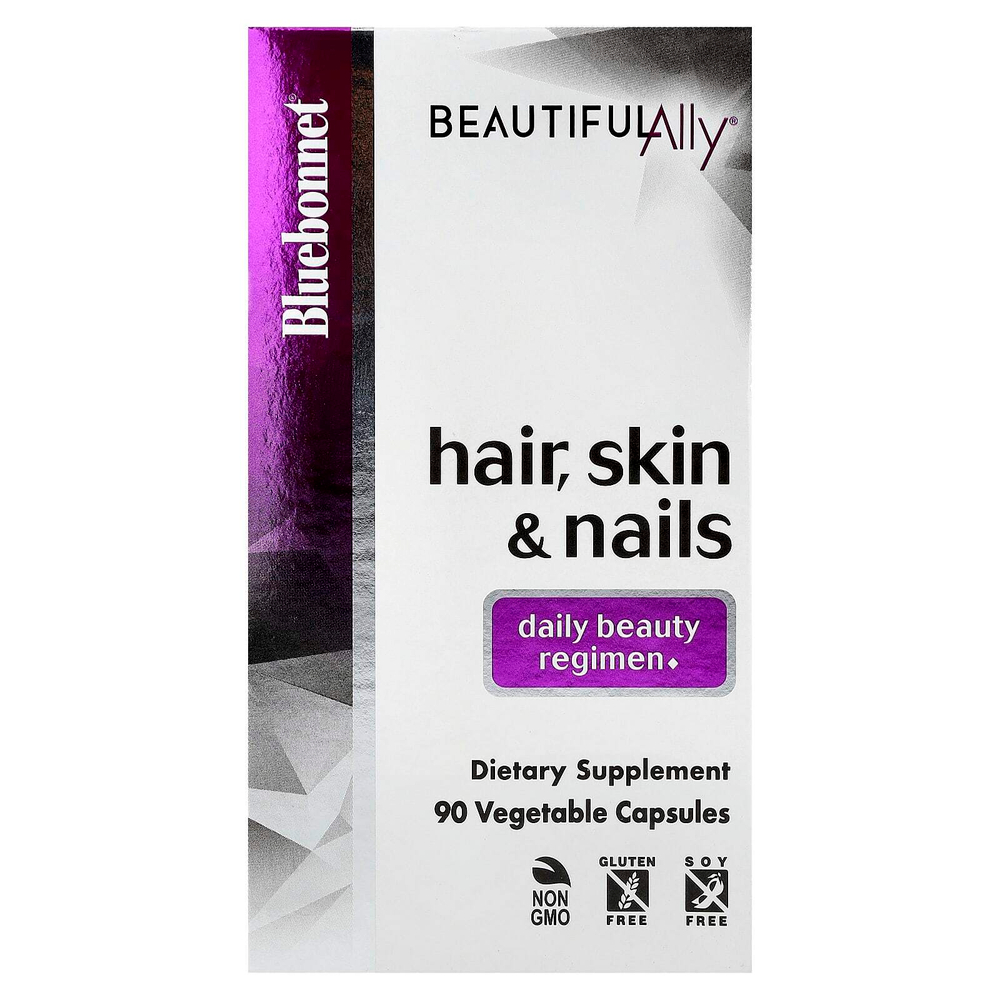 Bluebonnet Nutrition, Beautiful Ally, добавка для волос, кожи и ногтей, 90 растительных капсул