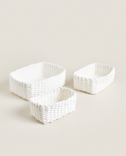 Zara Home Корзина из плетёной бумаги, цвет белый, 21 см