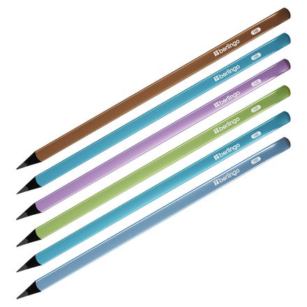 Карандаш чернографитный Berlingo Metallic, НВ, чёрное дерево, трехгранный корпус, ассорти, 1шт