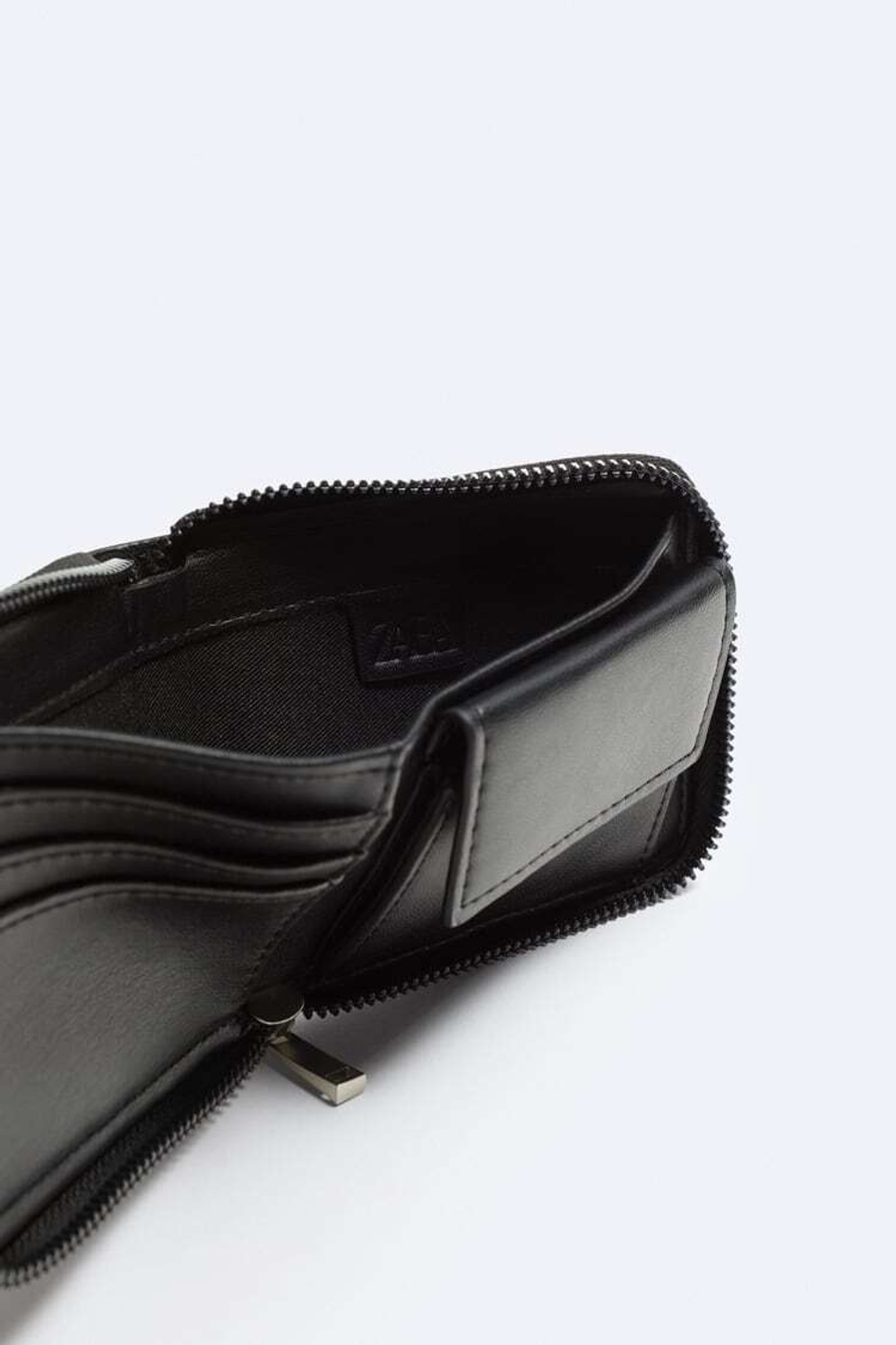 ZARA БУМАЖНИК С КОШЕЛЬКОМ ДЛЯ МОНЕТ И ЗАСТЕЖКОЙ-МОЛНИЕЙ, ЧЕРНЫЙ