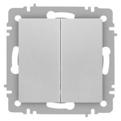 Переключатель Intro Accent 6-107-03 двойной, 10А-250В, IP20, СУ, AL/CU, алюминий | Intro