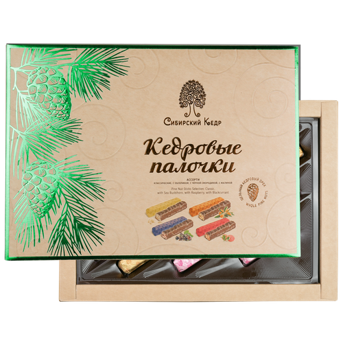 Кедровые палочки ассорти / малина, облепиха, смородина,классика / 190г / ТМ Сибирский кедр