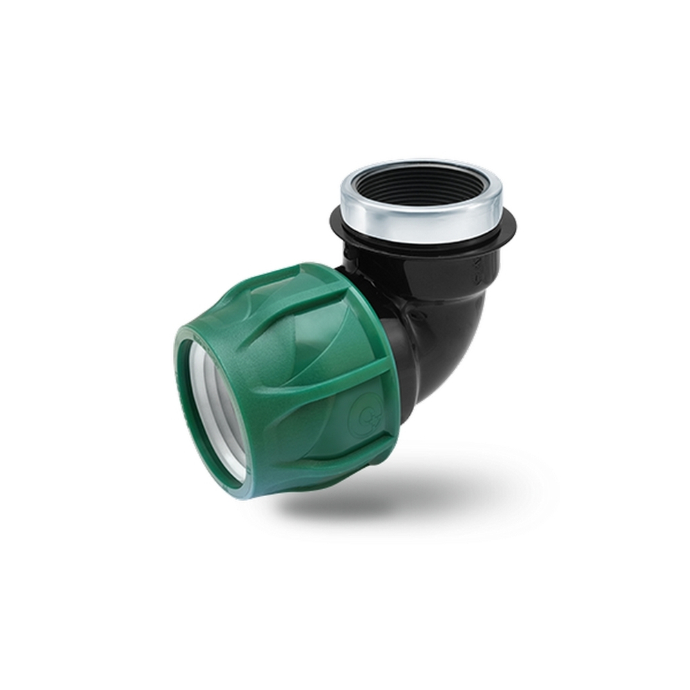 Отвод ПЭ с внутр. труб. резьбой 63х2" (обж.) POELSAN GREEN