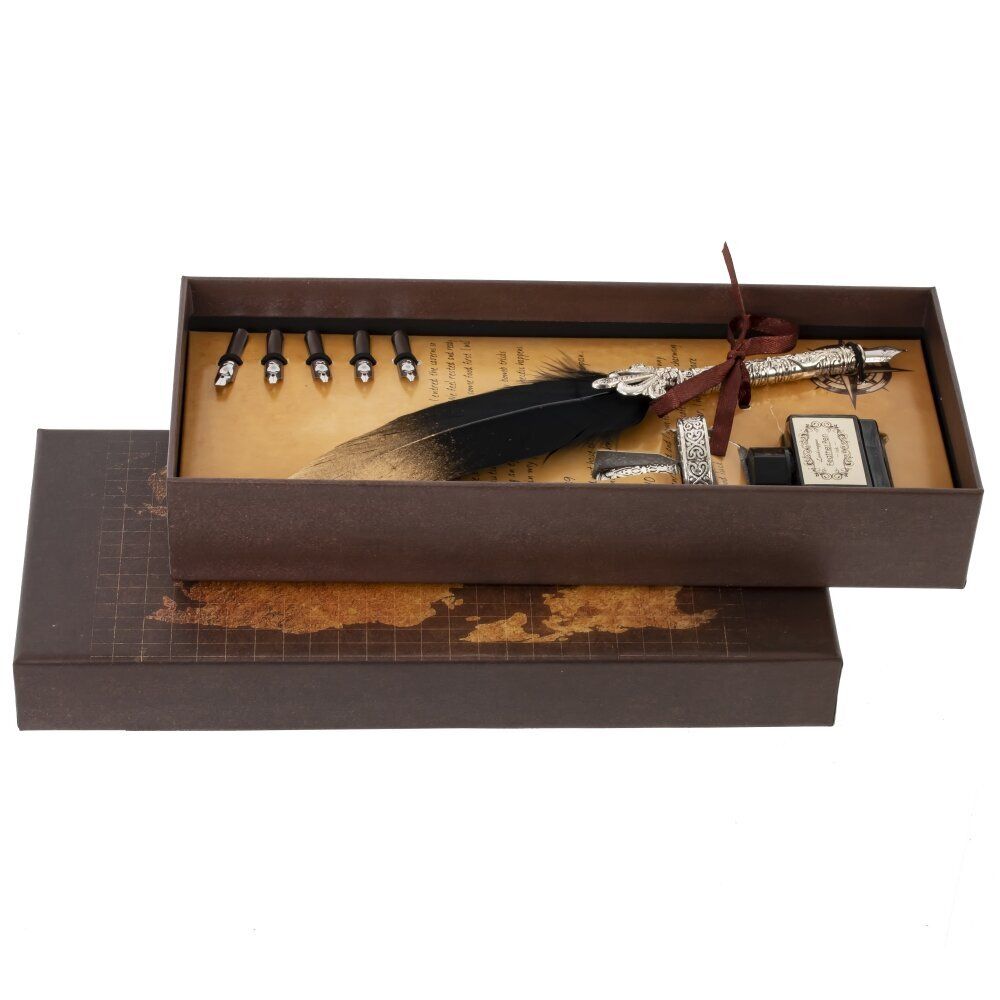 GAEM Набор подарочный: ручка перьевая, 5 наконечников, чернильница, держатель, L25,5 W11 H4 см