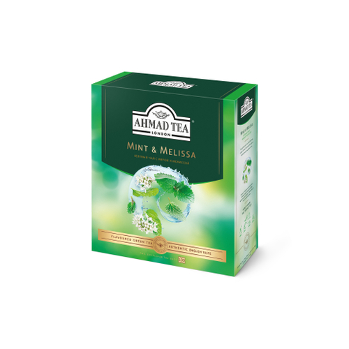 Чай "Ahmad Tea", Мята-Мелиса, зелёный, пакетики в конвертах, 100x1,8г