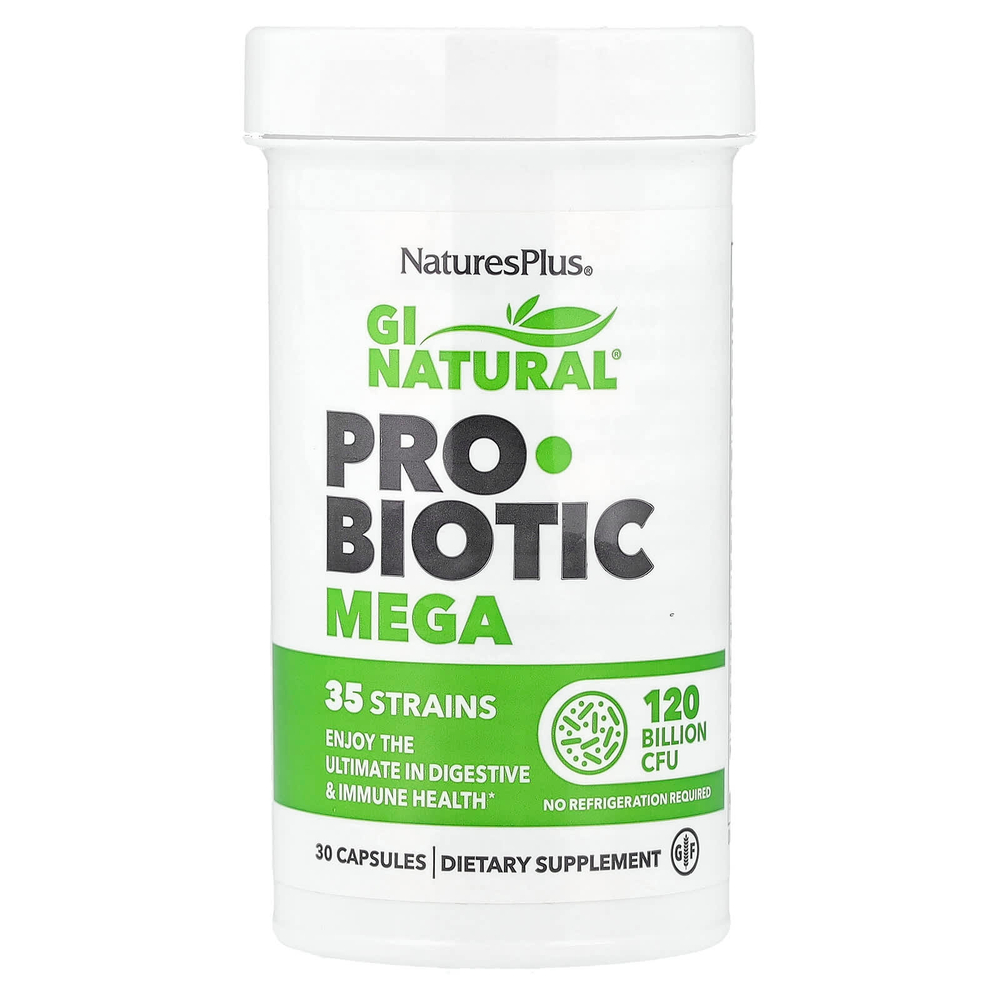 NaturesPlus, GI Natural® Probiotic Mega, пробиотики, 120 млрд КОЕ, 30 капсул