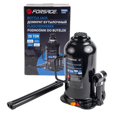 Домкрат бутылочный 20т EURO с клапаном (высота подхвата-235мм, высота подъема-445мм, ход штока-150мм, ход винта-60мм) Forsage F-T92004(BR)(Euro)