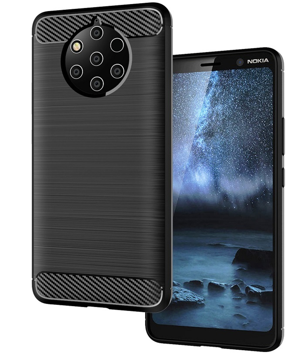 Чехол на Nokia 9 PureView цвет Black (черный), серия Carbon от Caseport