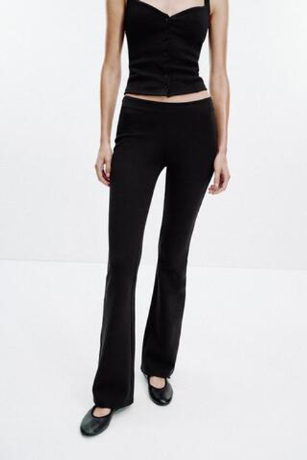 ZARA БРЮКИ FLARE ИЗ ИНТЕРЛОКА, ЧЕРНЫЙ