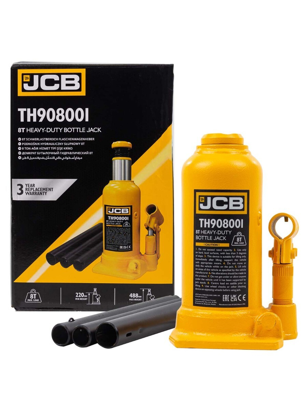 Домкрат бутылочный 8т JCB JCB-TH908001