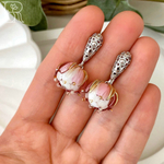 LEFIREL' Серьги серебряные женские "Весна" с цветами из муранского стекла / ювелирные украшения из родированного серебра 925