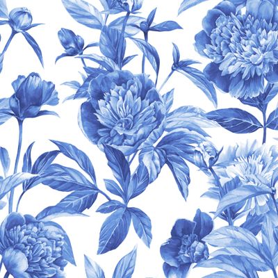 акварельные пионы голубой моноколор