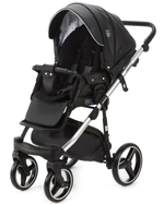 Детская коляска Adamex Cortina Deluxe 2 в 1 CT334/A (ЧЕРН.КОЖА+СЕРЕБ.ОТДЕЛКА+ХРОМ РАМА)
