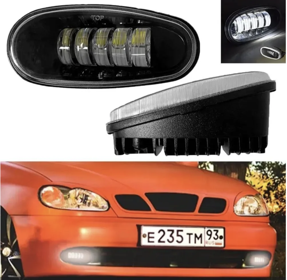 ПТФ 04 (Белый) для Chevrolet Lanos Daewoo Lanos, светодиодные противотуманные фары (2 шт. / комплект)