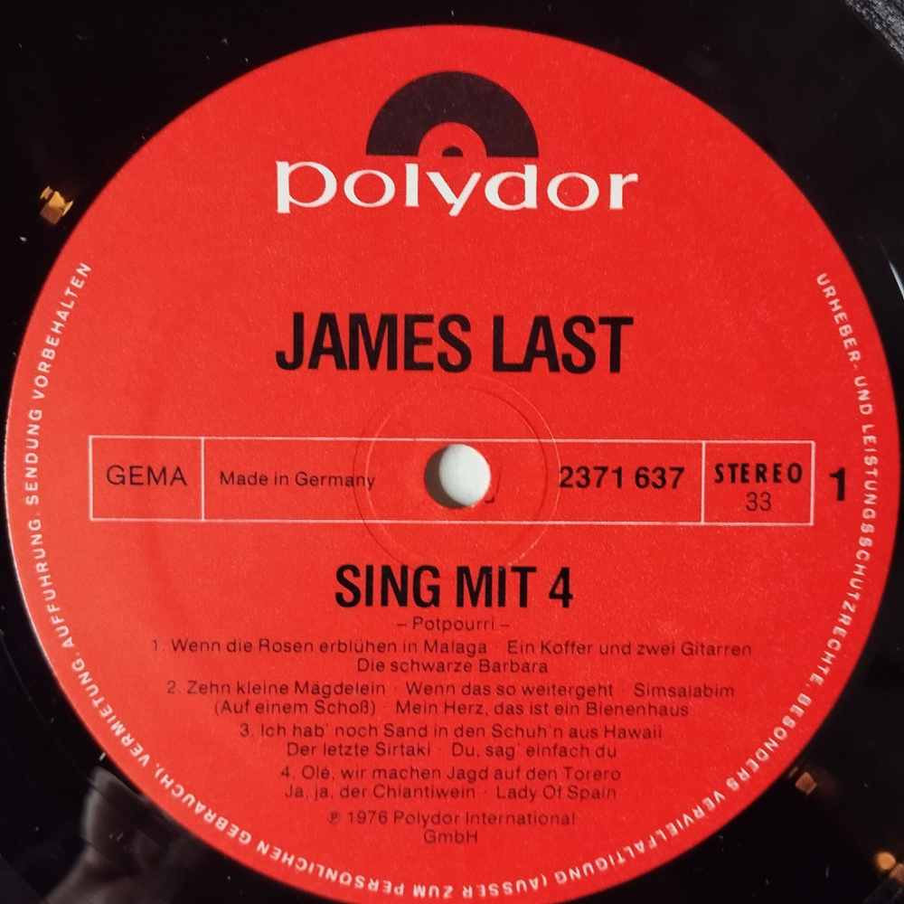 Винтажная виниловая пластинка LP James Last Джеймс Ласт Sing Mit 4 (Germany 1976)