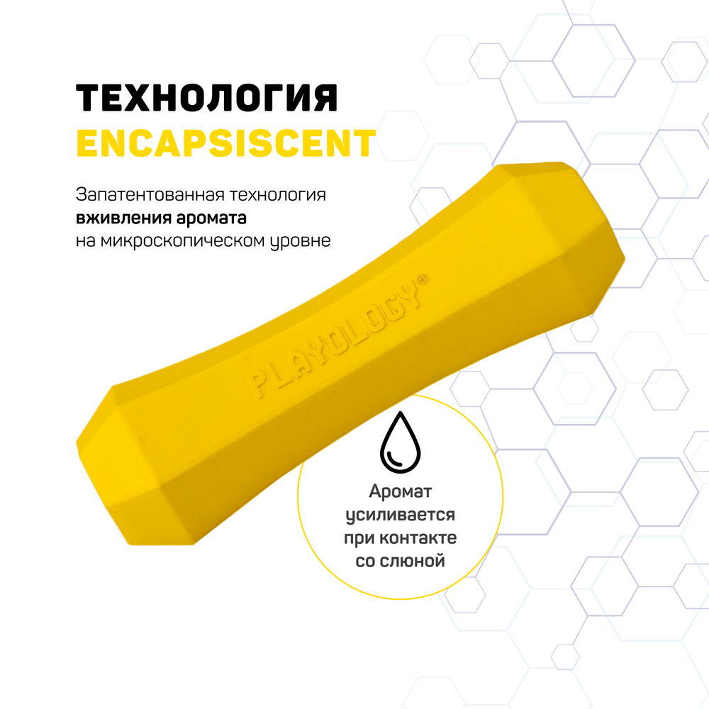 Playology  жевательная палочка SQUEAKY CHEW STICK для собак средних пород с ароматом курицы, средняя, цвет желтый