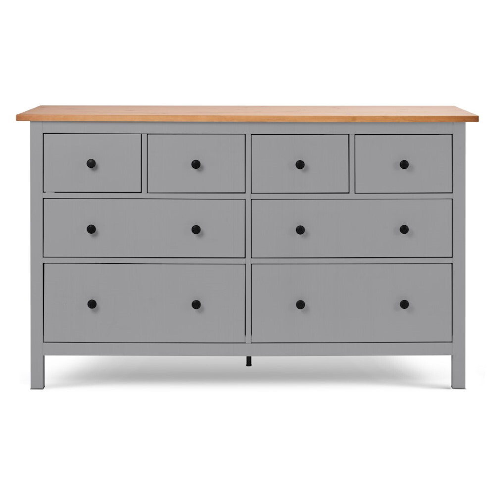 Комод с 8 ящиками деревянный, Хемнэс Hemnes/ Кымор, 160х50х96 см, серый/светло-коричневый