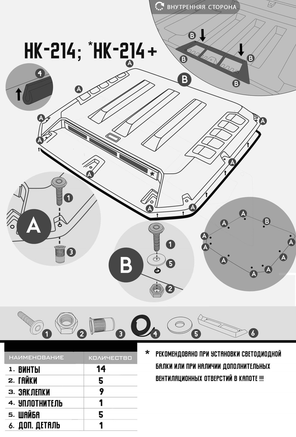 Накладка на капот Нива 4х4/Легенд (воздухозаборник) внедорожная
