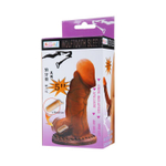 Коричневая фаллическая насадка с вибропулькой - 13,3 см.