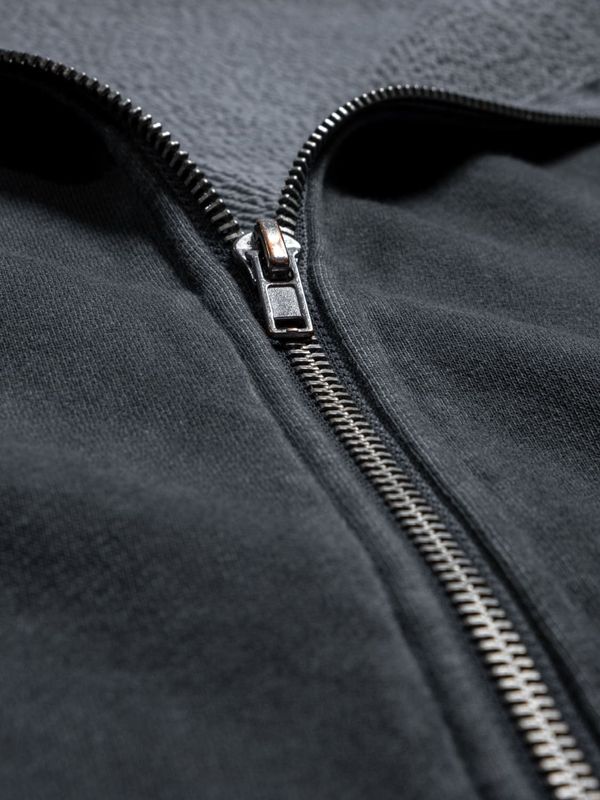 Худи Logo на молнии garment dye темно-серый - фото 8