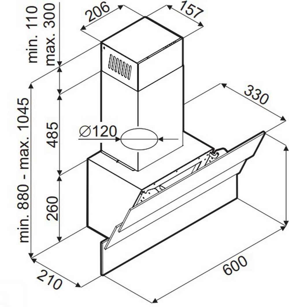Кухонная вытяжка MAUNFELD Cascada Mini 60 слоновая кость фото 4