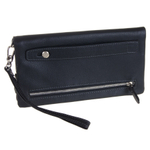 Солидный мужской чёрный клатч портмоне из натуральной кожи с ремешком на запястье GALIB 7M053H