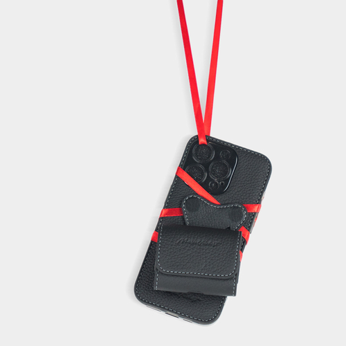 Чехол для iPhone 14 Pro из кожи теленка, черного цвета